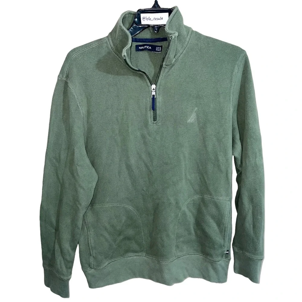 Nautica Fleece Men’s Size XL Green 1/4 Zip Long Sleeve - Picture 1 of 4